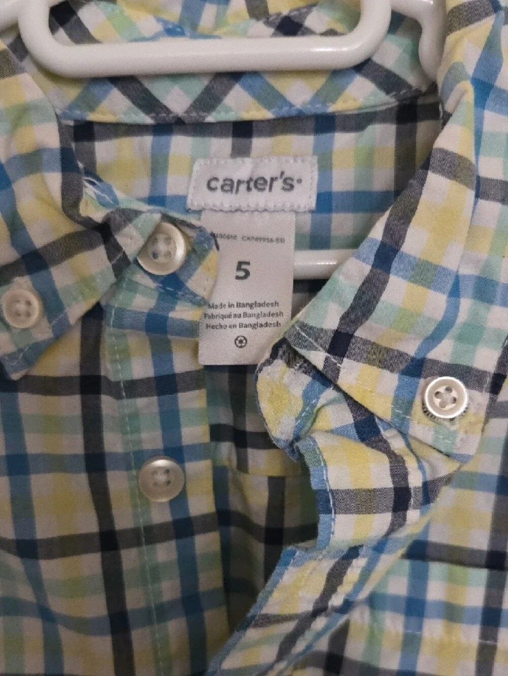 Carter's Plaid Button-Down Shirt in Blue and Yellow